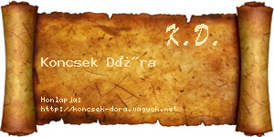 Koncsek Dóra névjegykártya